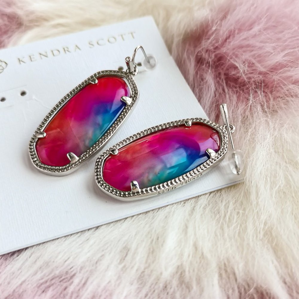 Silver Elle Watercolor Illusion Drop Earrings - Picture 3 of 3
